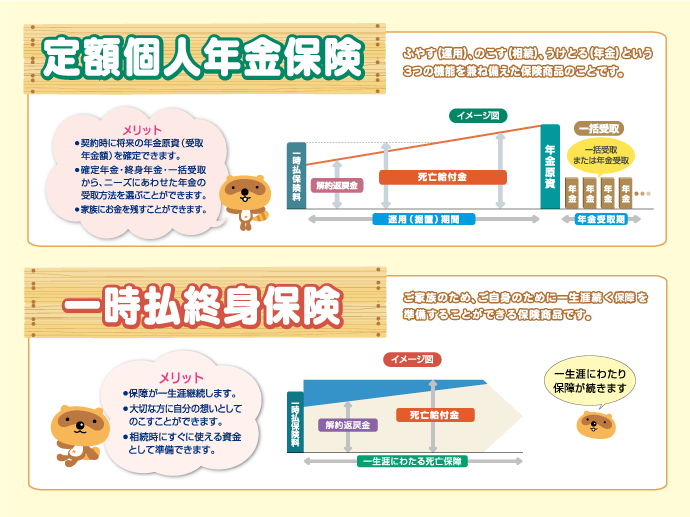 終身保険・定額保険・個人年金保険